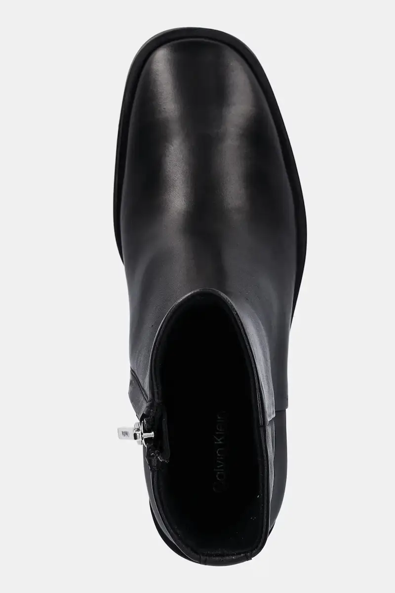 stivaletti alla caviglia in pelle BLOCK HEEL ZIP BOOT LTH donna colore nero HW0HW02593 miniatura 4