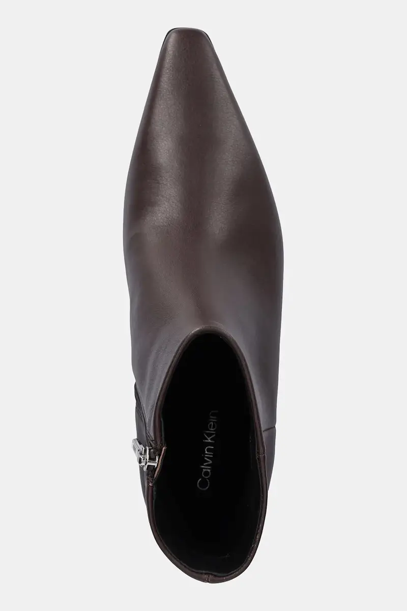 stivaletti alla caviglia in pelle SET BACK KITTEN HEEL ANKLE BOOT colore nero HW0HW02811 Marrone miniatura 4