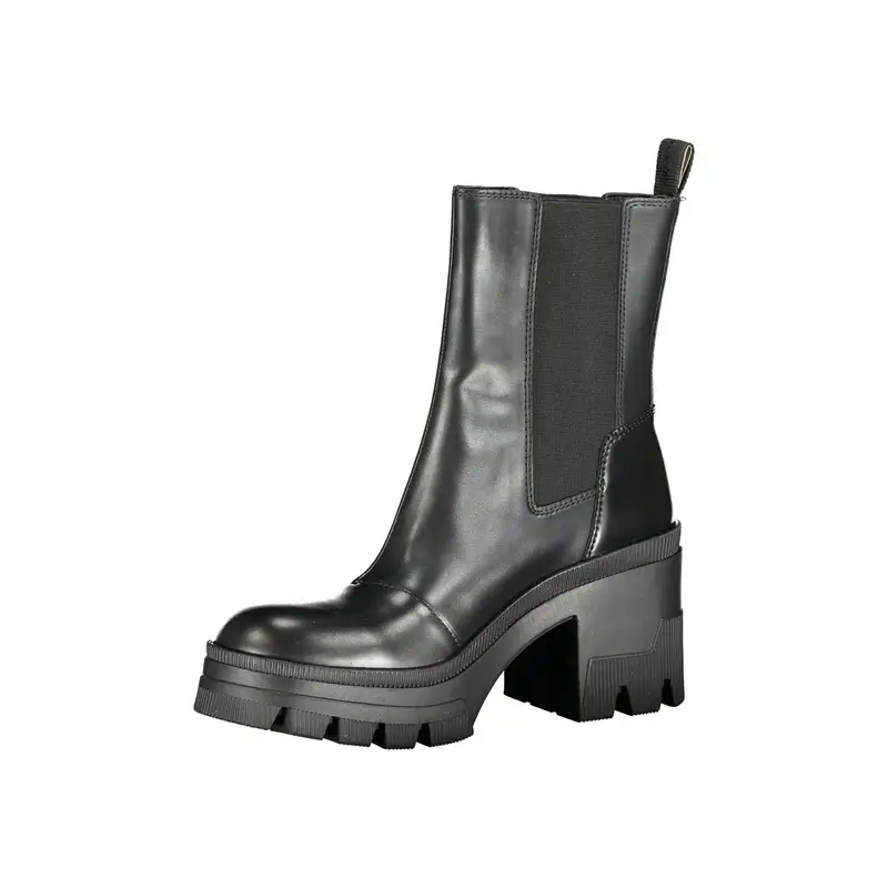 Stivaletti Pelle Donna Nero Stampa Logo miniatura 3