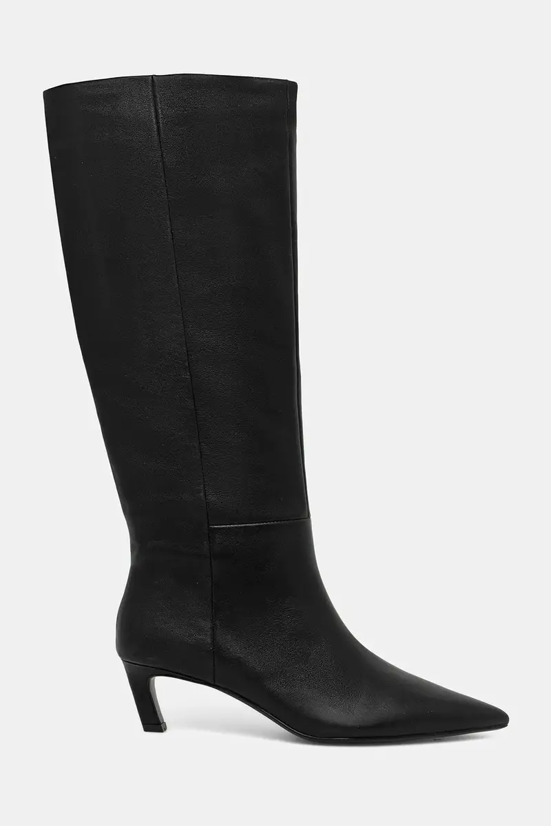 stivali in pelle ESS KITTEN HEEL LONG BOOTS donna colore nero HW0HW02690 miniatura 2