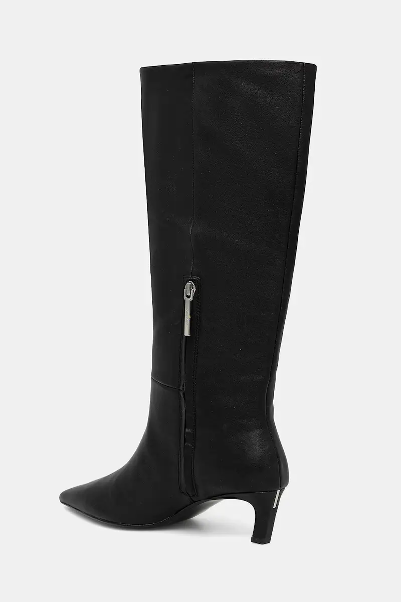 stivali in pelle ESS KITTEN HEEL LONG BOOTS donna colore nero HW0HW02690 miniatura 3