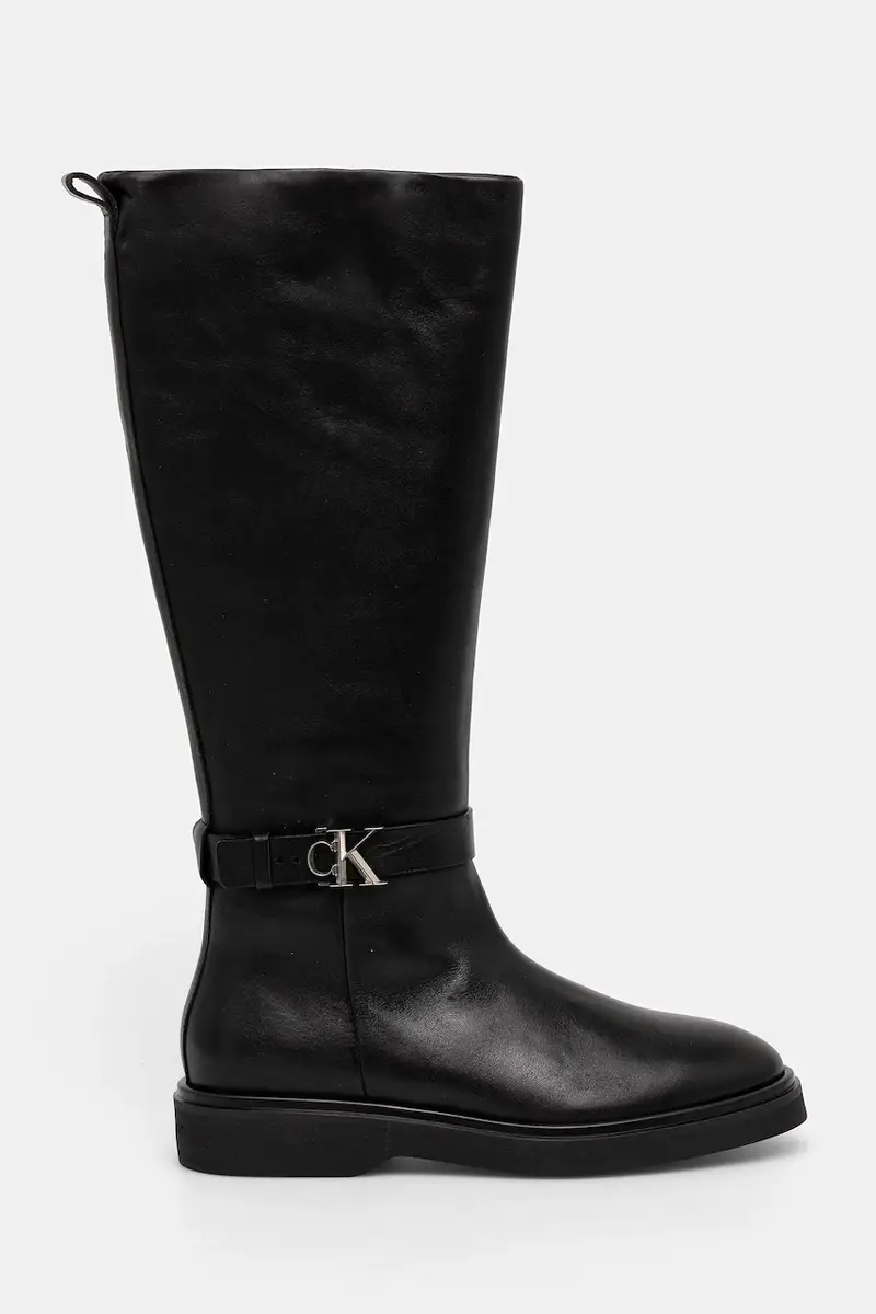 stivali in pelle KNEE BOOT W/ METAL LOGO donna colore nero HW0HW02665 miniatura 2
