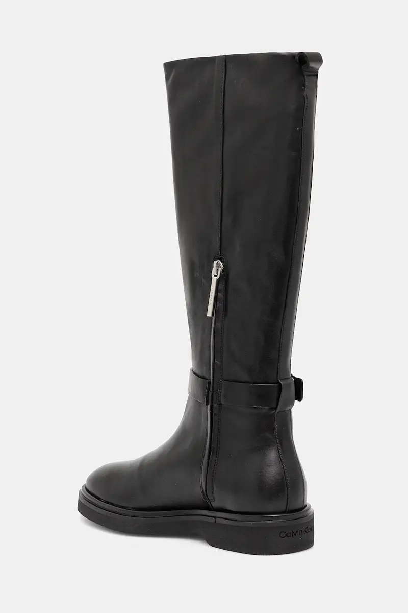 stivali in pelle KNEE BOOT W/ METAL LOGO donna colore nero HW0HW02665 miniatura 3