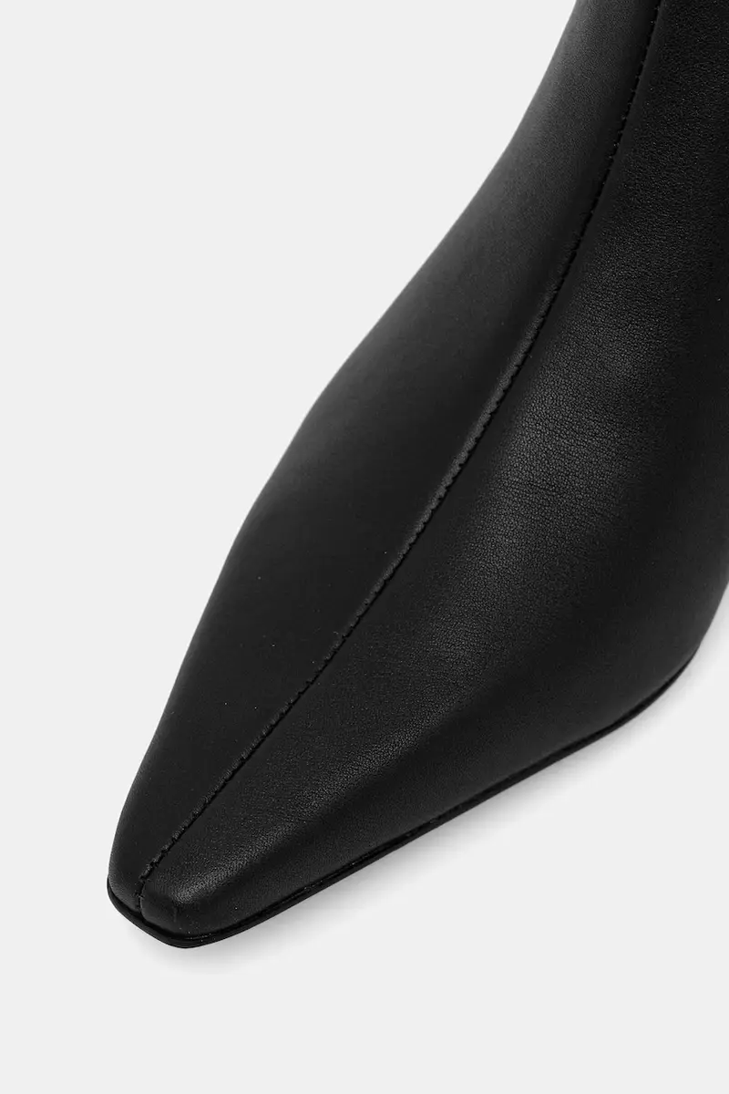 stivali in pelle SET BACK KITTEN HEEL KNEE BOOT donna colore nero HW0HW02587 miniatura 4