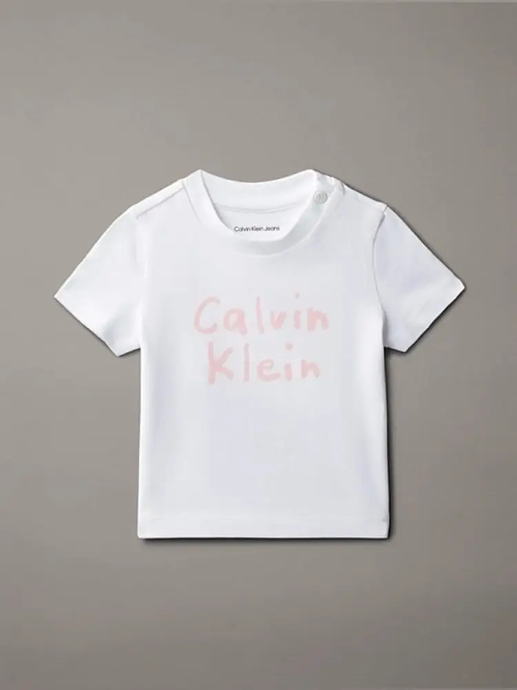 Calvin Klein t-shirt infant in cotone bianco con logo