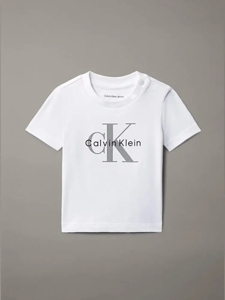 Calvin Klein t-shirt infant in cotone bianco con stampa logo