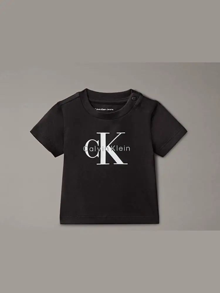 Calvin Klein t-shirt infant in cotone nero con stampa logo