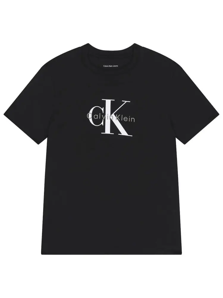 t-shirt kids/junior in cotone nero con logo frontale