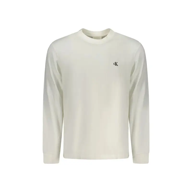 T-Shirt Maniche Lunghe Uomo Bianca Ricamo Logo Bianco