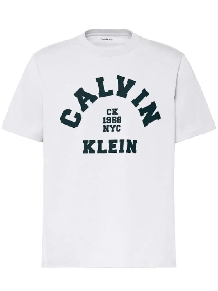 t-shirt uomo a girocollo bianca con logo lettering