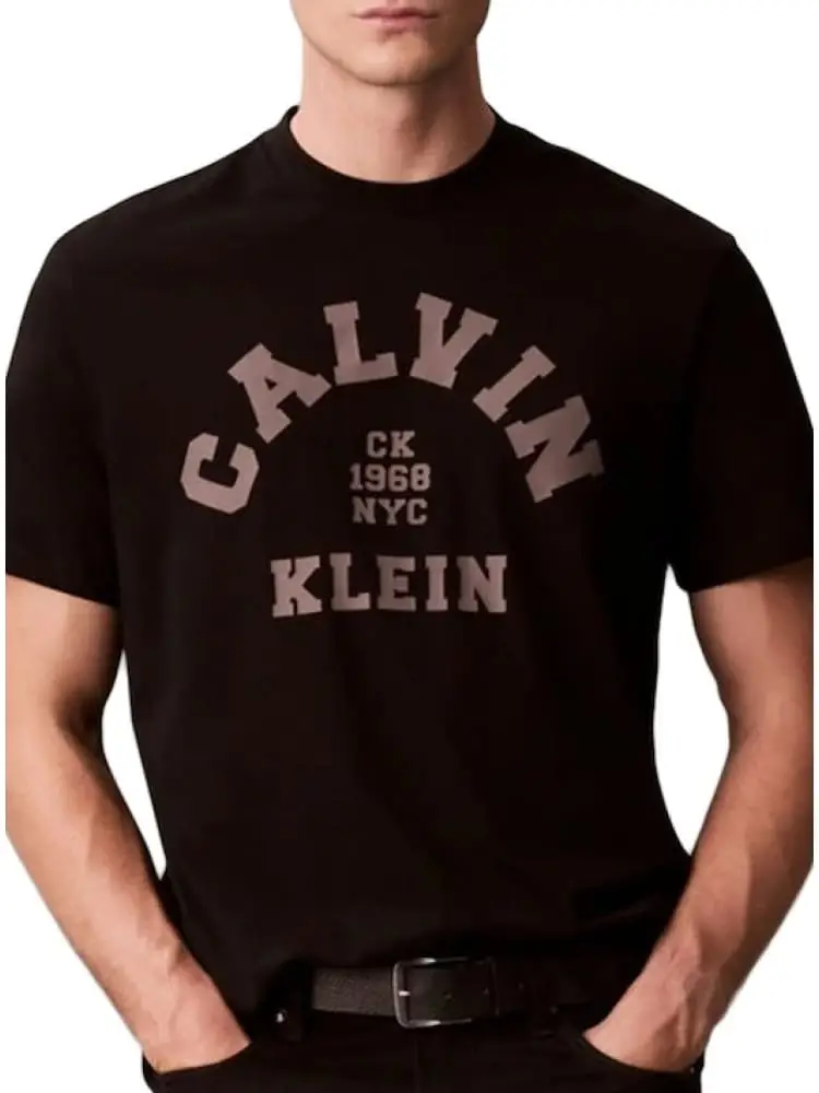 t-shirt uomo a girocollo nera con logo lettering