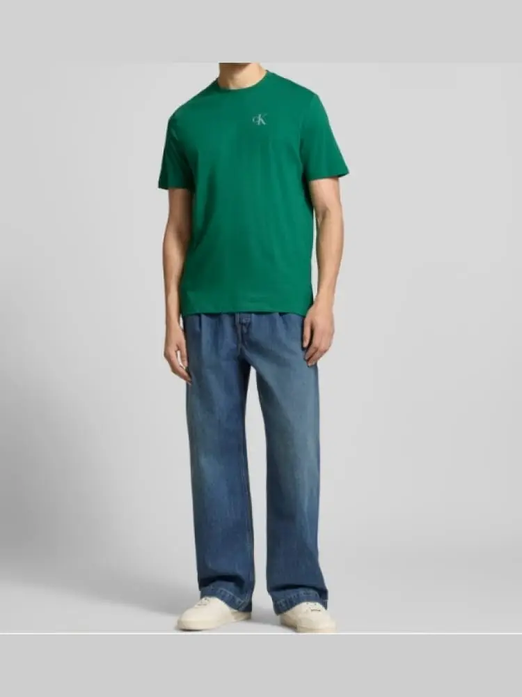 t-shirt uomo in cotone verde con logo lettering