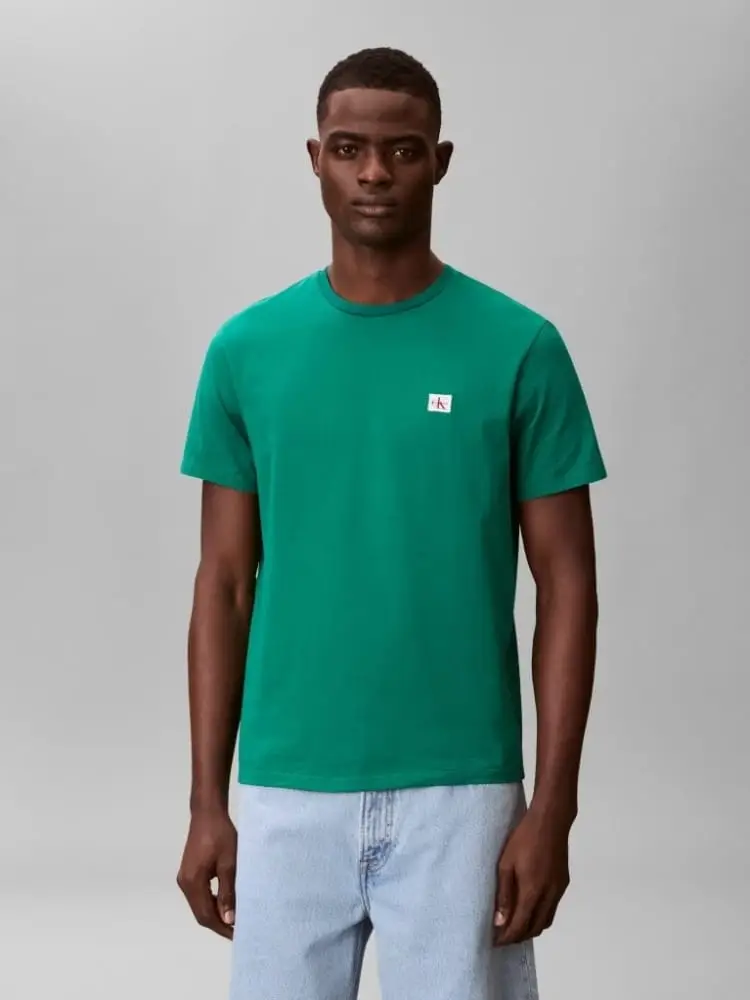 t-shirt uomo in cotone verde con patch logo