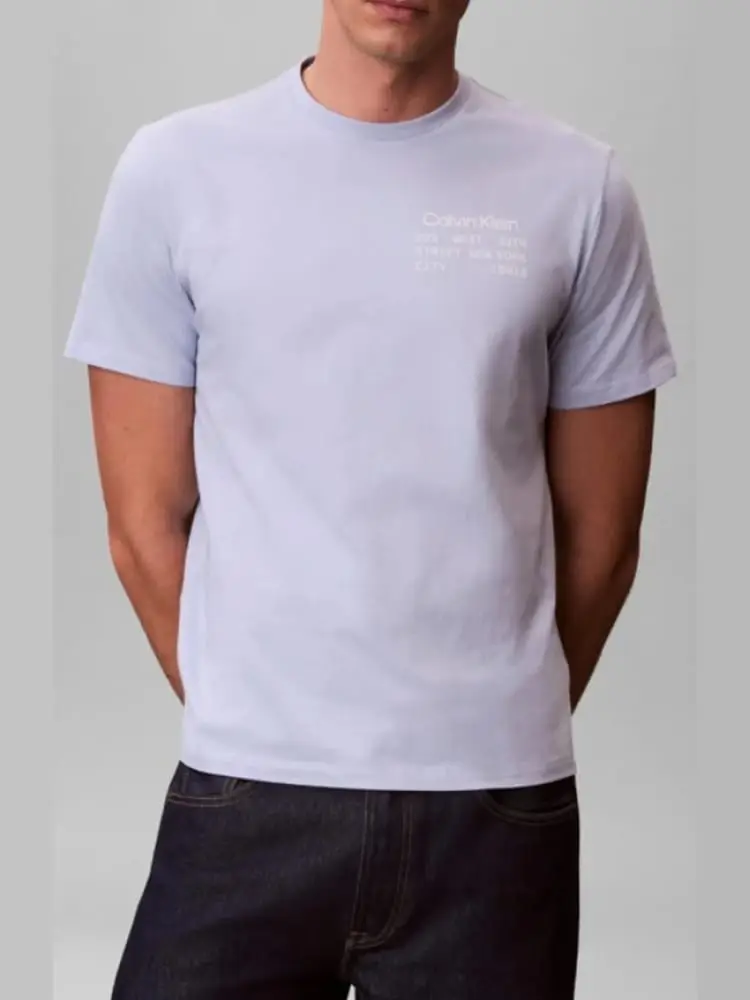 t-shirt uomo viola con logo a contrasto