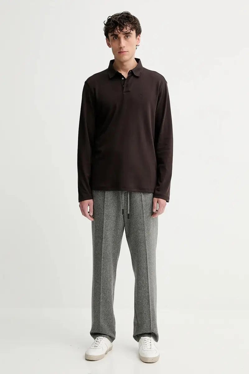 top a maniche lunghe in cotone colore marrone LV040EM909 miniatura 2