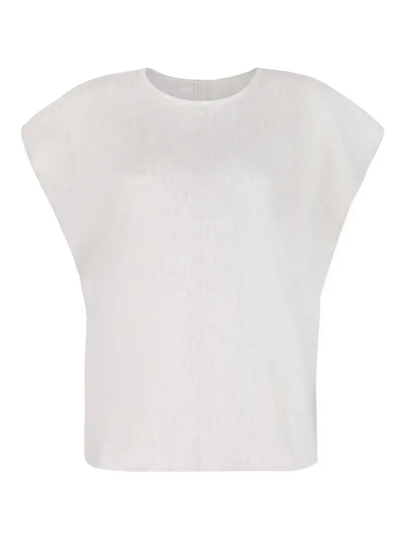 Top in lino allungata Bianco