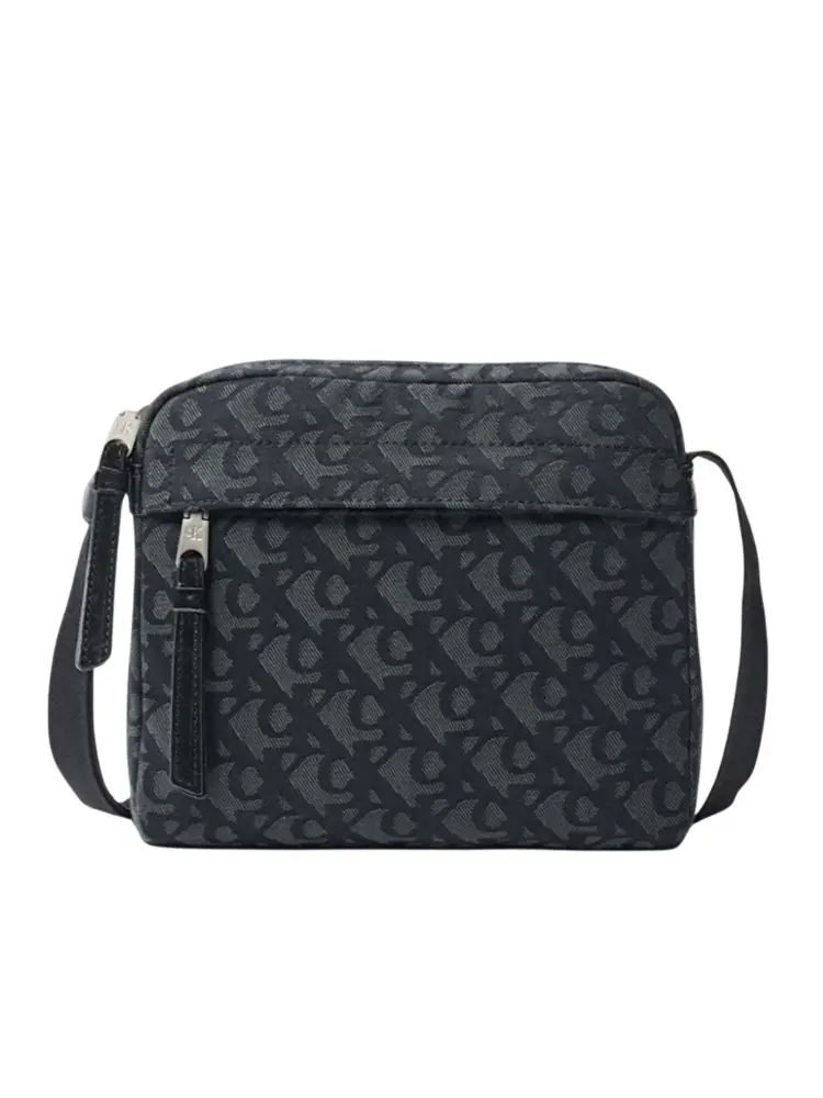 tracolla nera uomo in tessuto logo monogram all over