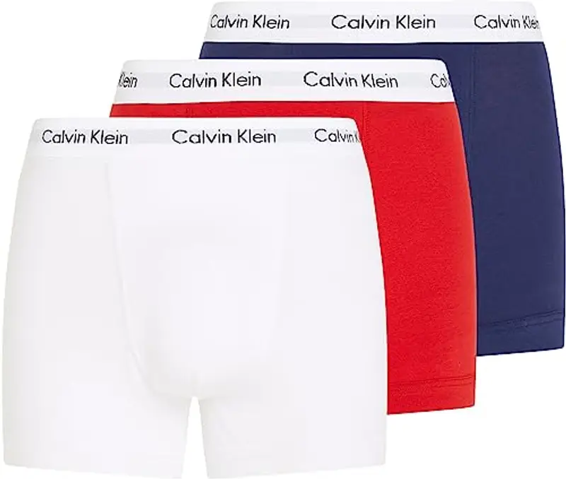 Calvin Klein Trunk 3pk 0000u2662g, Costume da Bagno Uomo, Multicolour (White/Red Ginger/Pyro Blue), L (Pacco da 3)