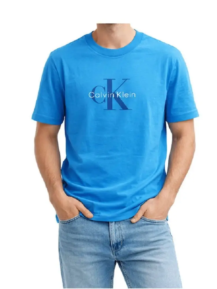 tshirt azzurra uomo maxi logo