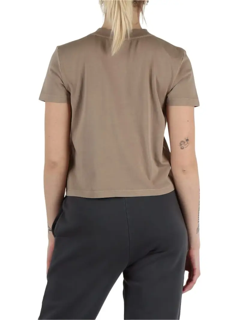 Calvin Klein tshirt beige donna in cotone logo lettering sul davanti miniatura 2