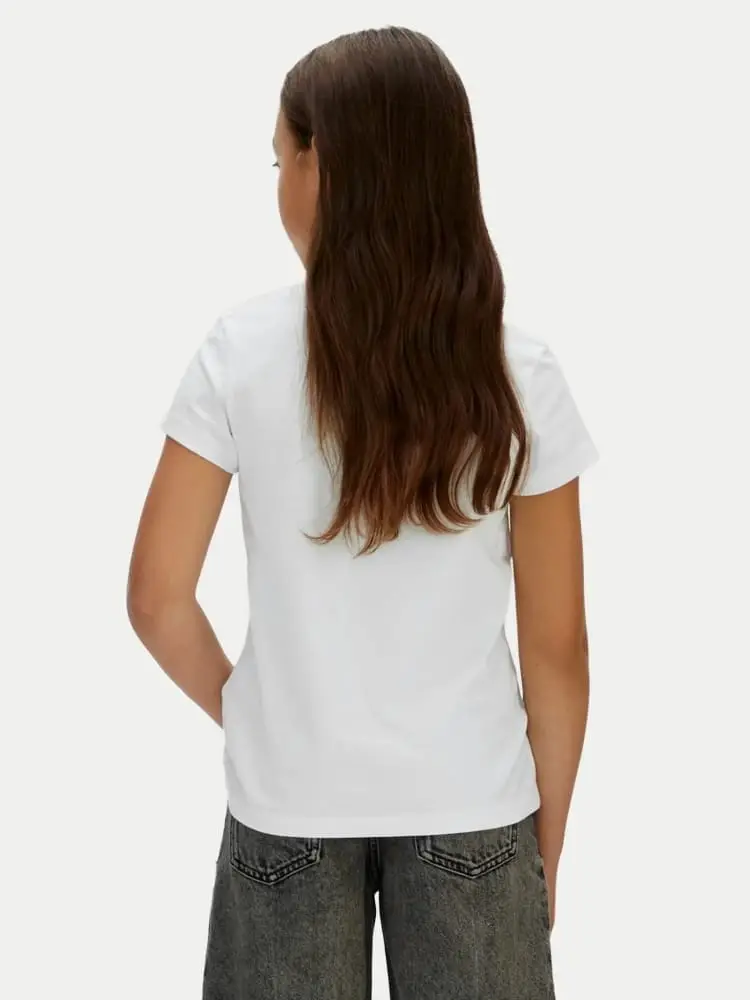 tshirt bianca bambina con logo miniatura 2
