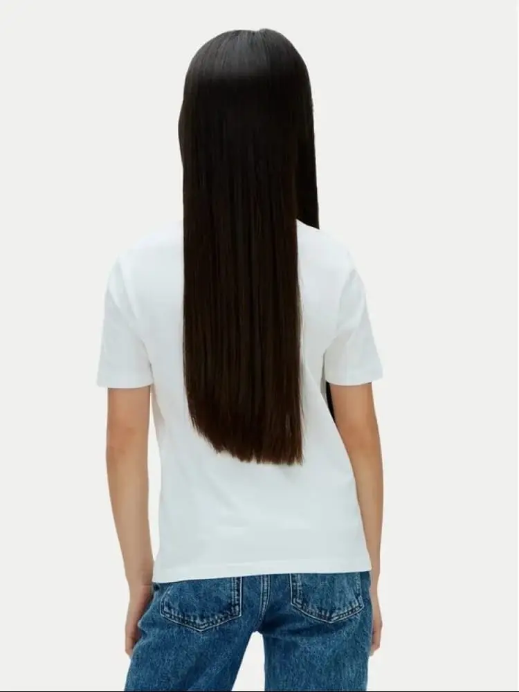 tshirt bianca bambina logo sul petto miniatura 2