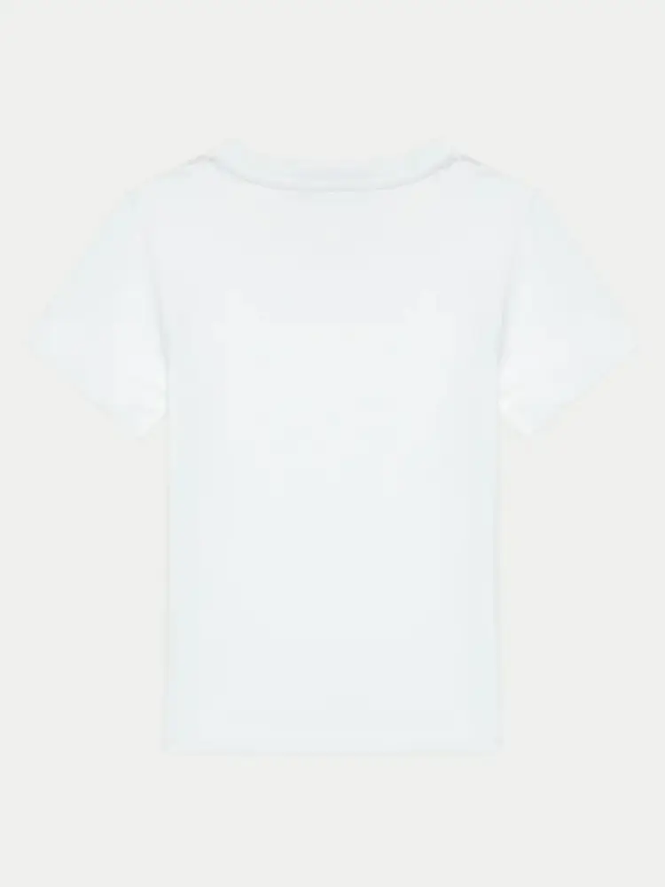 tshirt bianca bambino in cotone mini logo sul petto miniatura 2