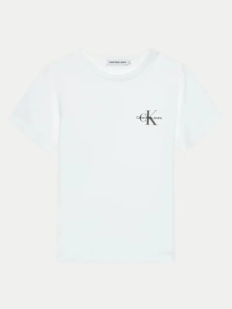 tshirt bianca bambino in cotone mini logo sul petto
