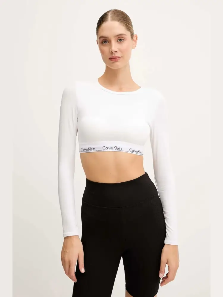 tshirt bianca donna in cotone crop elastico con logo lettering