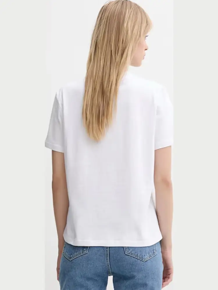 tshirt bianca donna in cotone logo sul davanti miniatura 3
