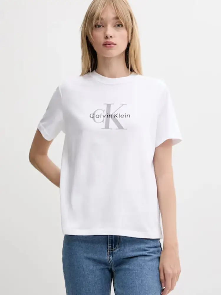 tshirt bianca donna in cotone logo sul davanti