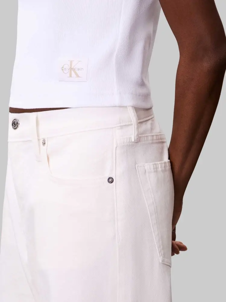 tshirt bianca donna in cotone mini logo sul fondo miniatura 2