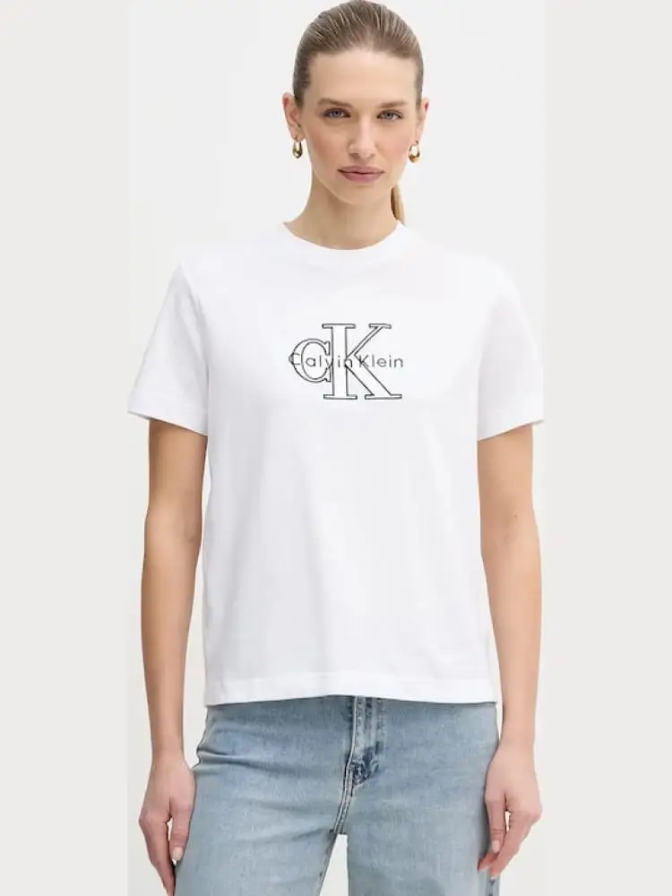 tshirt bianca donna logo sul davanti