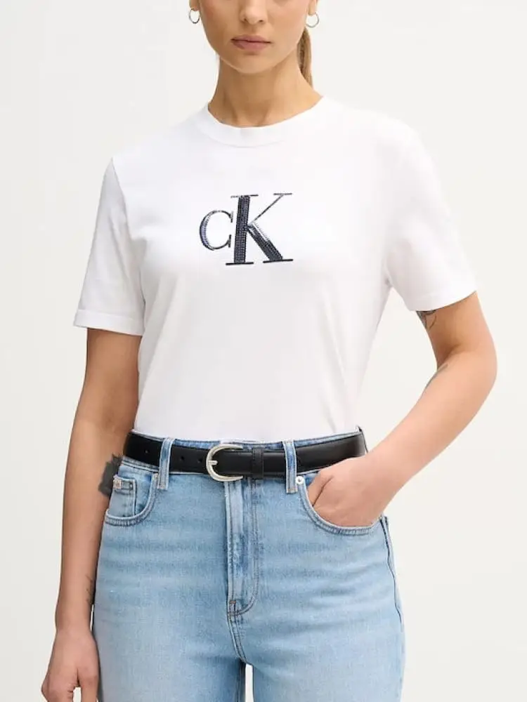 tshirt bianca donna maxi logo