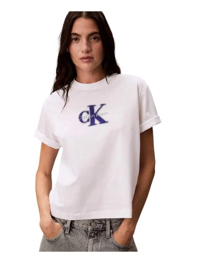 tshirt bianca donna maxi logo