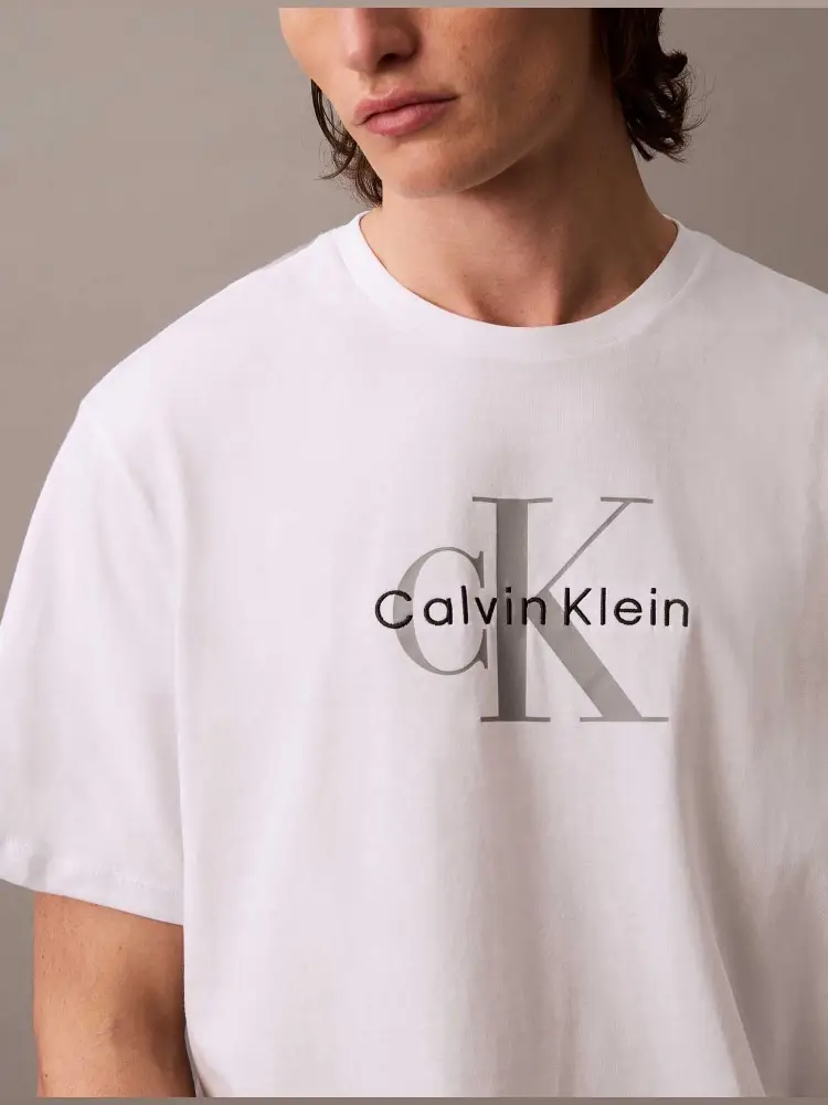 tshirt bianca uomo in cotone logo a contrasto miniatura 3