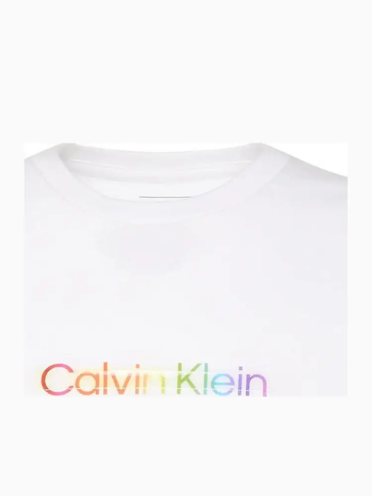 tshirt bianca uomo in cotone logo lettering multicolor miniatura 2