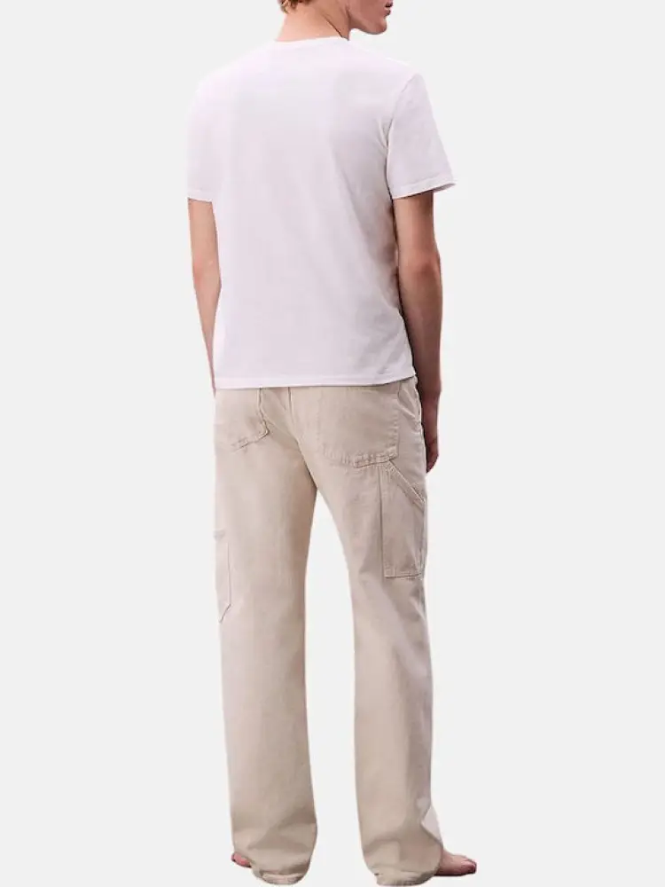 tshirt bianca uomo in cotone logo multicolor sul davanti miniatura 2