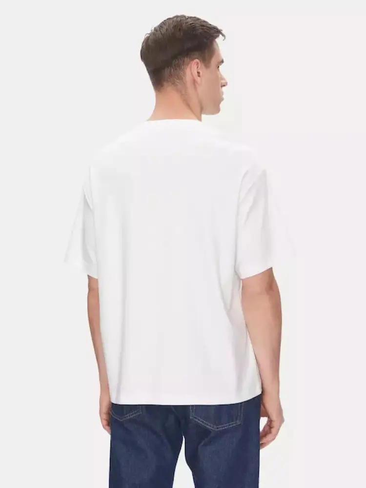 tshirt bianca uomo in cotone logo sul davanti in rilievo miniatura 2