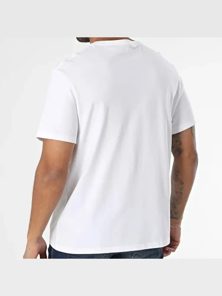 tshirt bianca uomo in cotone logo tono su tono sul davanti miniatura 3