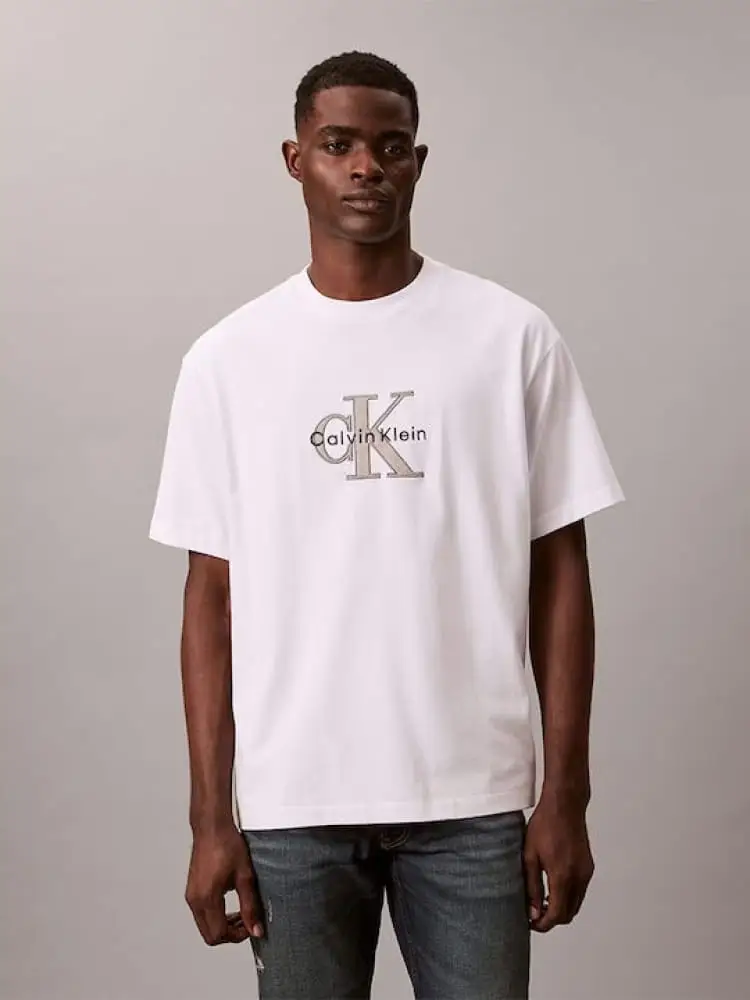 tshirt bianca uomo maxi logo