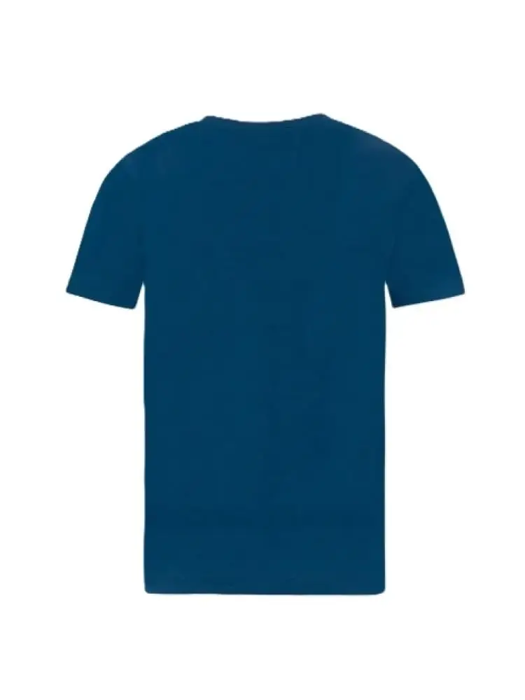 tshirt blu bambino in cotone maxi logo sul davanti miniatura 3