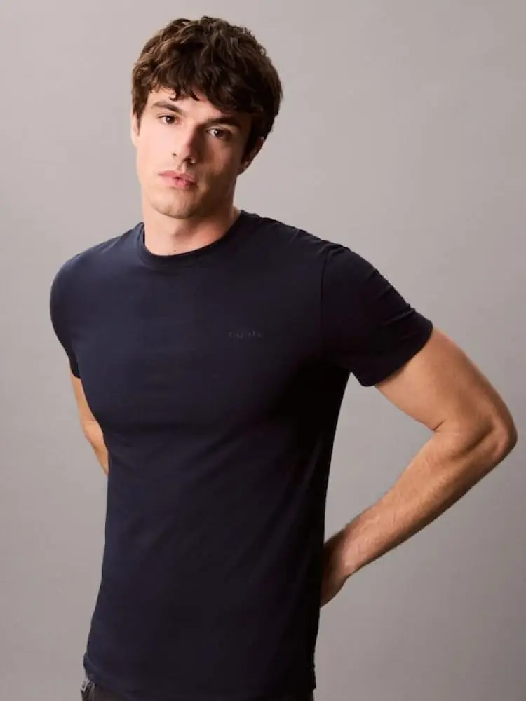 tshirt blu navy uomo micro logo miniatura 3