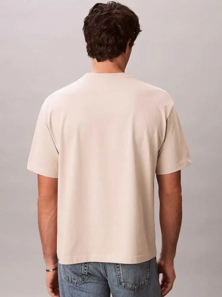 Calvin Klein tshirt crema uomo maxi logo miniatura 2