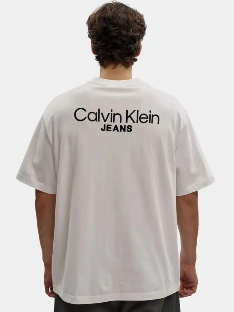 tshirt crema uomo maxi logo sul retro miniatura 2