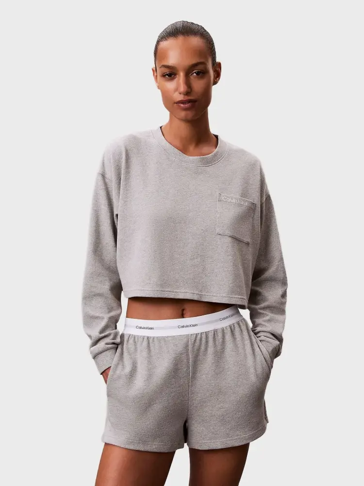 tshirt grigia donna crop in cotone logo lettering sul petto