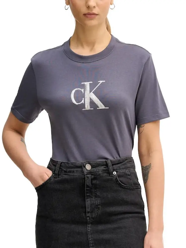 tshirt grigia donna maxi logo