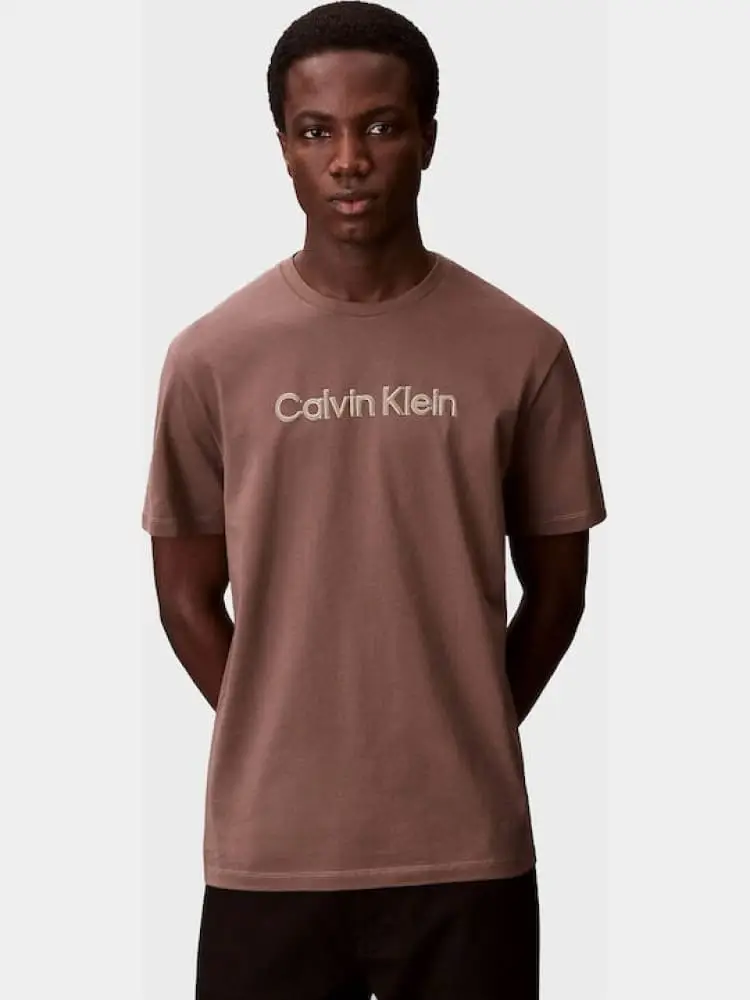 tshirt marrone uomo logo lettering