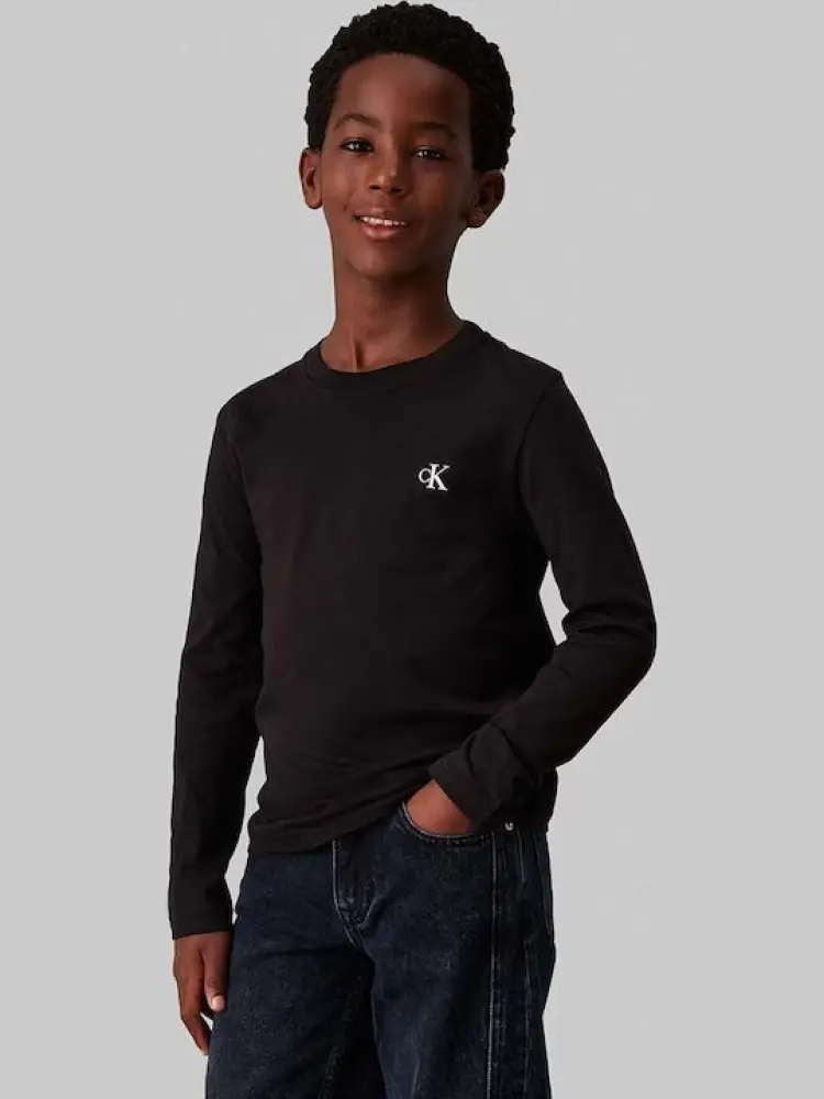 tshirt multicolor bambino two pack in cotone manica lunga logo sul petto miniatura 3