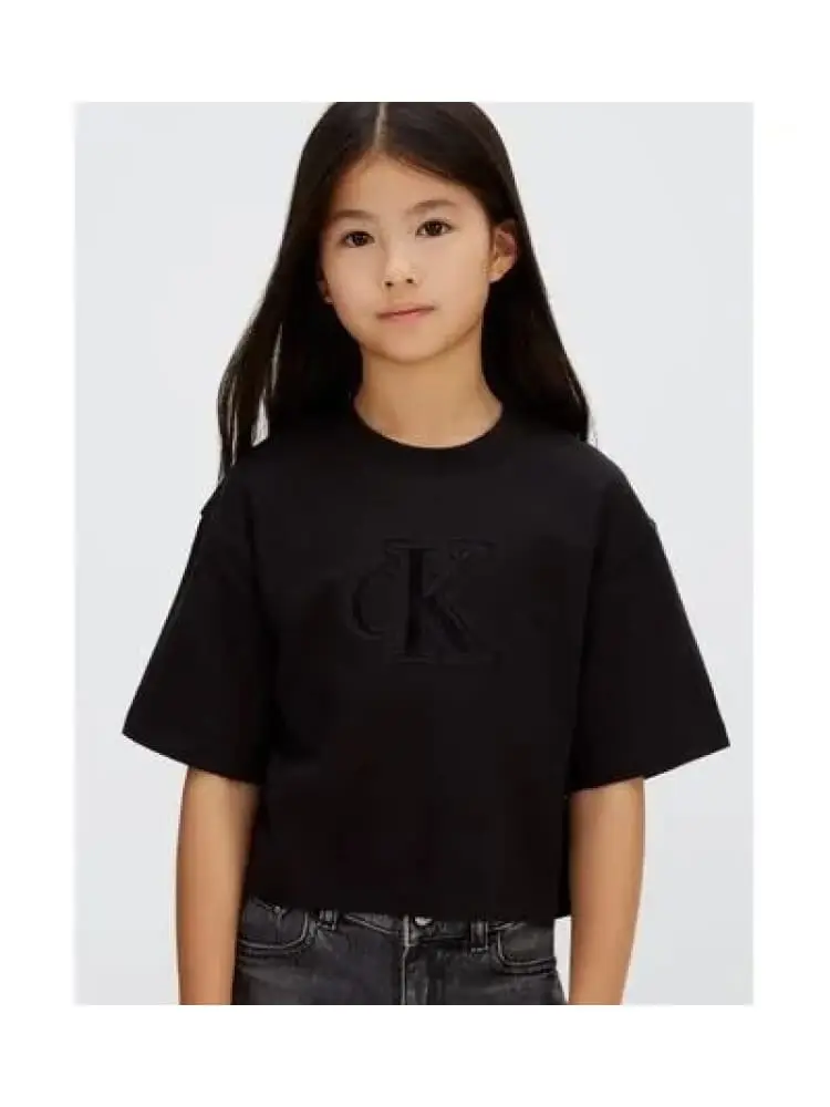 tshirt nera bambina con logo